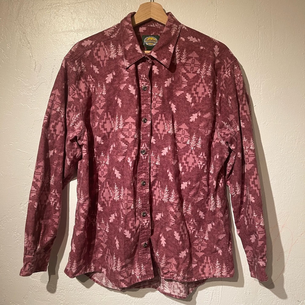 Cabela’s Women’s Chamois Long-Sleeve Button-Up Aztec Pattern Red Size XL